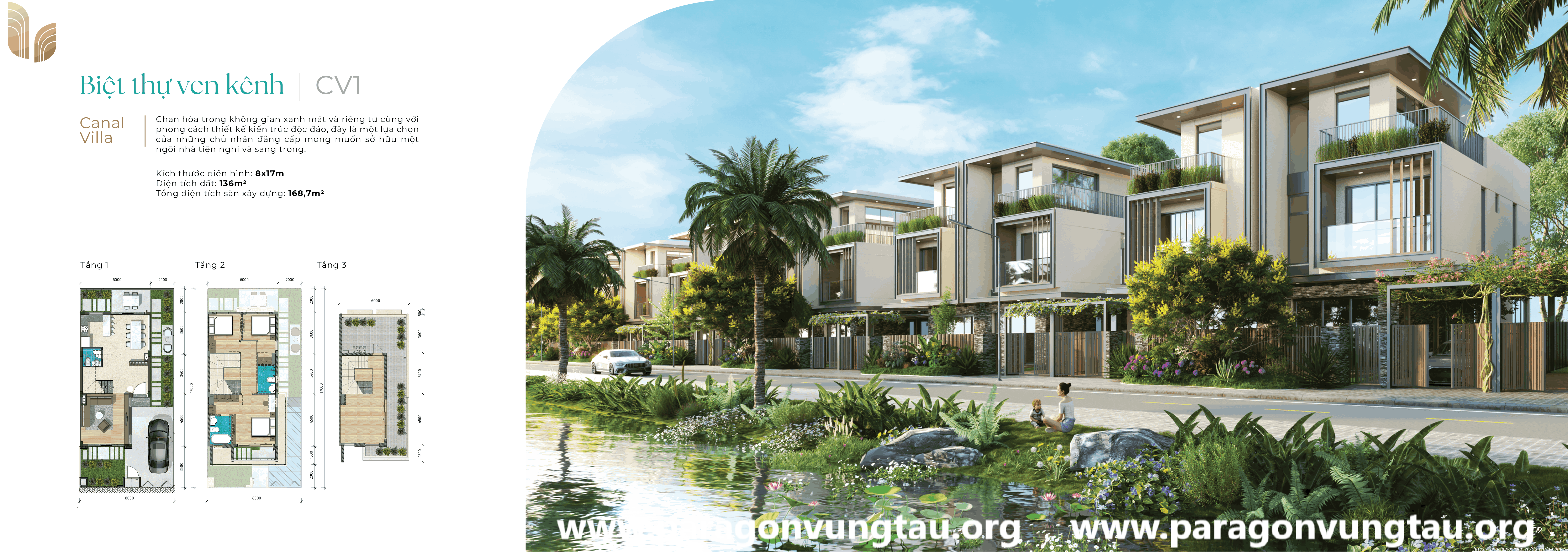 LAHome-Phối cảnh Biệt thự ven kênh CV1.