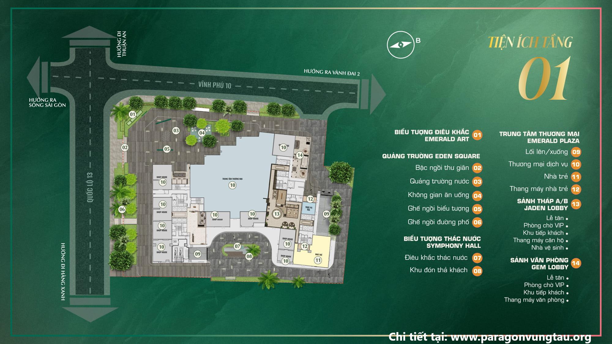 Mặt Bằng Tiện Ích The Emerald Boulevard Tầng 1