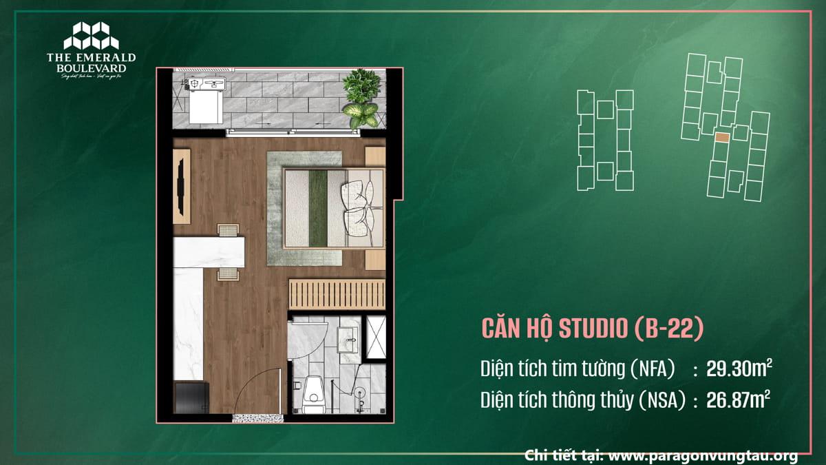 Thiết Kế Căn Hộ Studio B-22 The Emerald Boulevard